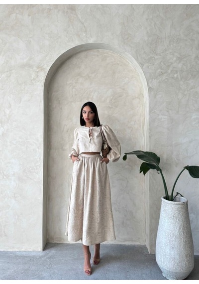 Verymoda Nakışlı Etek F1901 Taş