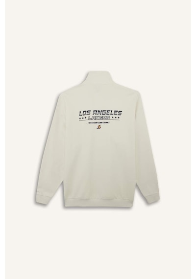 Defacto Nba Los Angeles Lakers Oversize Geniş Kalıp Dik Yaka Jakarlı Sweatshirt E9637ax25aubg662 Bej-bg662