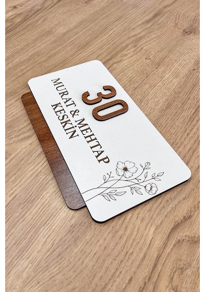 Kişiye Özel Kapı Numarası Ve İsimlik Şık Daire Kapı Tabelası 26 Cm 15 Cm