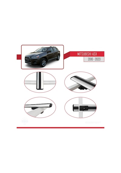 Mitsubishi Asx 2010-2023 Arası İle Uyumlu Basic Model Ara Atkı Tavan Barı Gri 3 Adet