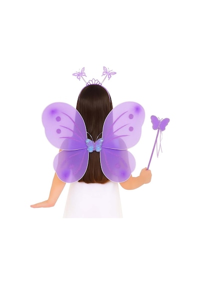 Lila Mor Kız Seti 50 Cm Kanadı, Taç Ve Asa