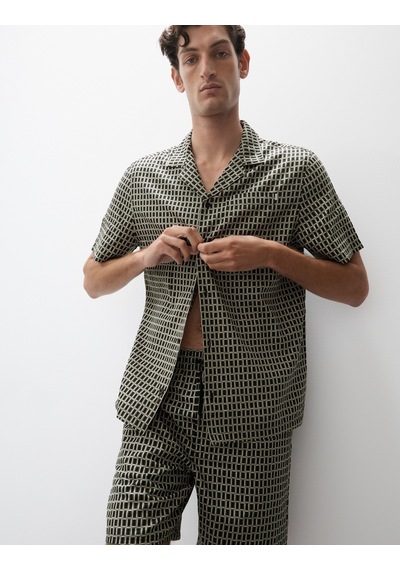 Marks & Spencer Pamuklu Desenli Pijama Üstü Yeşil