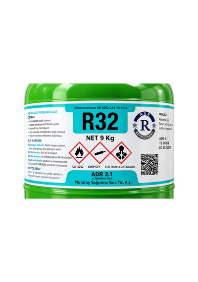 Soğutucu Gaz T-gaz R32 9 Kg Doldurulabilir Tüpü Yeşil