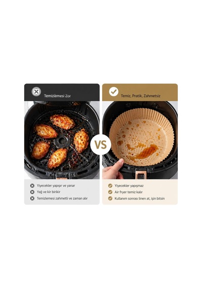 Kahverengi Yuvarlak Airfryer Pişirme Kağıdı Yağlı Kağıt Hava Fritözü İçin 16 Cm