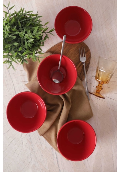 Keramika Kırmızı Escargot Kase 14 Cm 4 Adet 506 Kırmızı