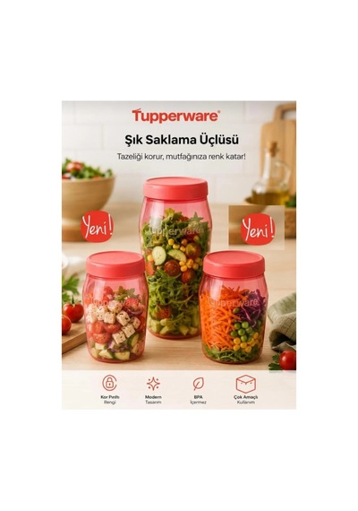 Kavanoz 825 Ml Ve 2 Adet 550 Ml. Kırmızı