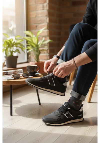 Enoch Erkek Deri Görünümlü Retro Spor Ayakkabı - Günlük Klasik Sneaker Siyah - Beyaz Enoch Erkek Deri Görünümlü Retro Spor Ayakkabı - Günlük Klasik Sneaker Siyah - Beyaz