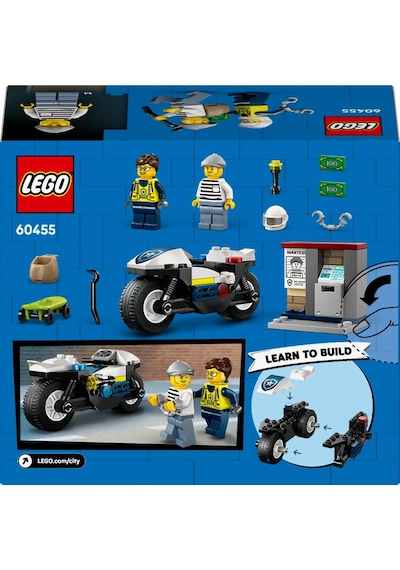 LEGO® City Polis Motosikleti Takibi 60455 - 4 Yaş ve Üzeri Çocuklar için Yaratıcı Oyuncak Yapım Seti (65 Parça)