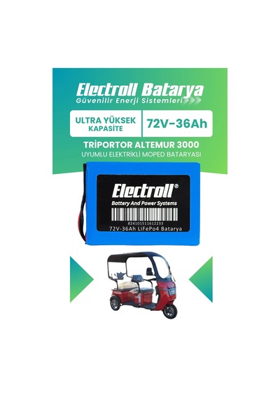 Triportor Altemur 3000 Uyumlu Batarya Ultra Yüksek Kapasite Lifepo4 72v 36ah Elektrikli Moped Bataryası