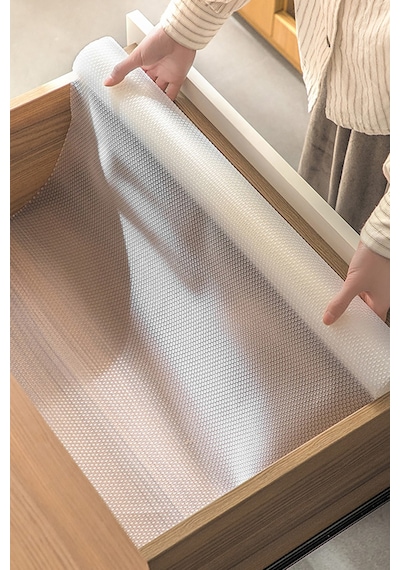 Şeffaf Kaydırmaz Raf Dolap Ve Çekmece Örtüsü Mobilya Ayak Kaydırmaz 45x300 Cm Şeffaf