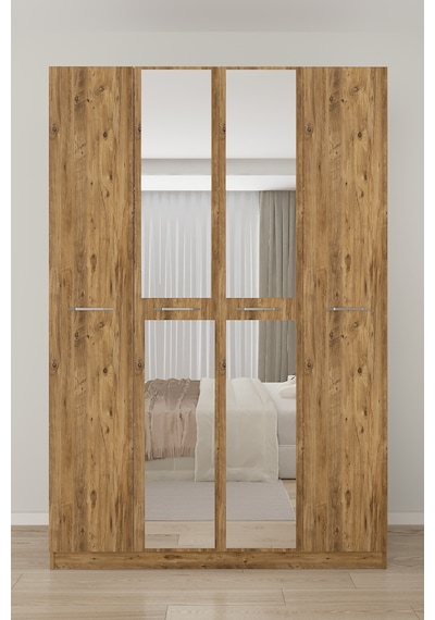 Aeka Ae-3191 Burç Aynalı 4 Kapaklı Çok Bölmeli Askılı Raflı Ve Çekmeceli 210x140x53cm Gardırop Çam - Çam Aeka Ae-3191 Burç Aynalı 4 Kapaklı Çok Bölmeli Askılı Raflı Ve Çekmeceli 210x140x53cm Gardırop Çam - Çam