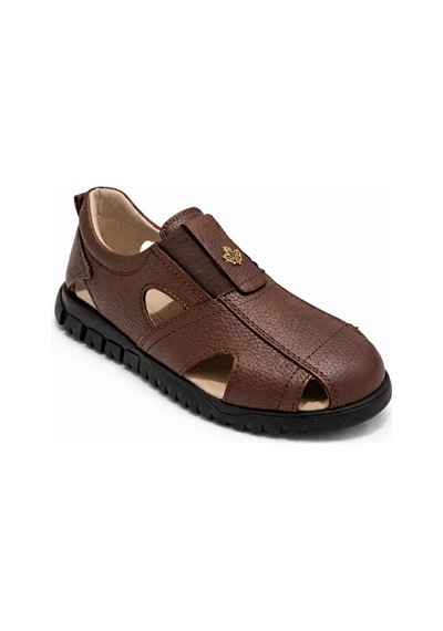 Rks Shoes Çocuk Sandalet Lastikli Rahat Kullanım Deri Kahverengi