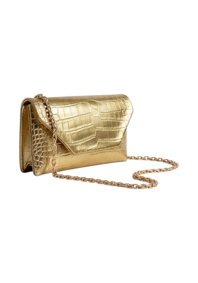 Glemix Suffle Gold Croco Desen Zincir Askılı Kadın Omuz Çantası Gold Croco