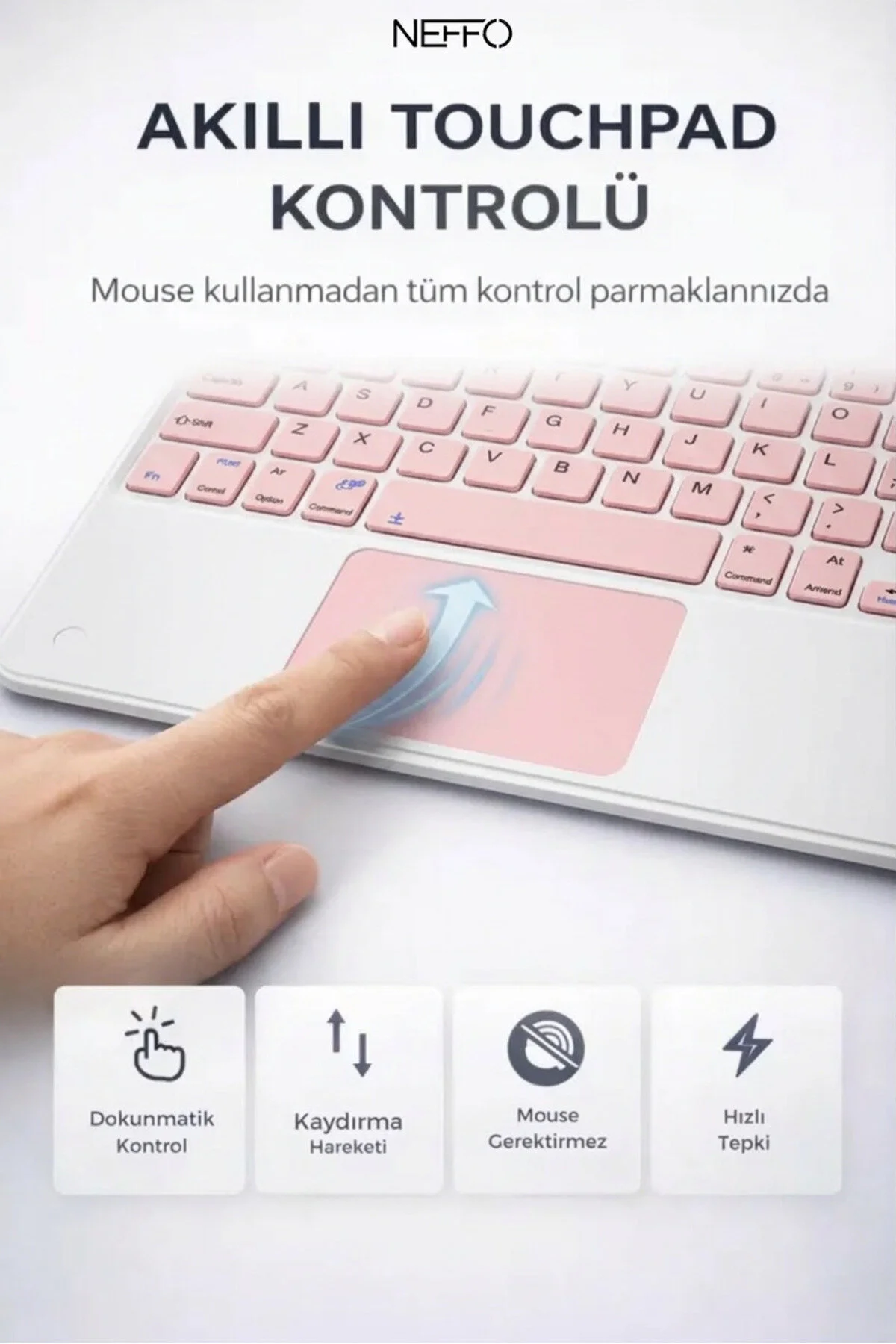 Touchpadli Kablosuz Klavye Sessiz Tuş Bilgisayar Tablet