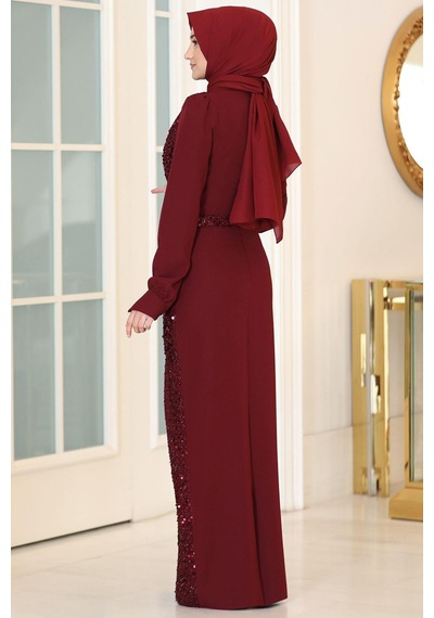 Esilanur Hürrem Tesettür Abiye Bordo Bordo