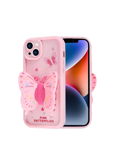 Zore İphone 14 Kılıf Kamera Korumalı Figür Tasarımlı Ogaa Kapya Kapak - Pembe Koyu