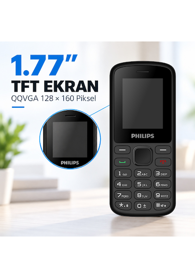 Philips E2101P Çift SIM Type-C 1.77" TFT Ekran FM Radyolu Tuşlu Cep Telefonu
