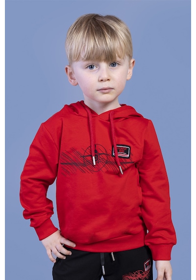 Toontoy Kids Toontoy Erkek Çocuk Kapüşonlu Baskılı Sweatshirt Kırmızı
