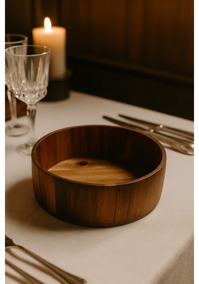 Oval Ahşap Kase 24.5 X 8 Cm Kahvaltı, Kurabiye Ve Atıştırmalık Kasesi Kahverengi