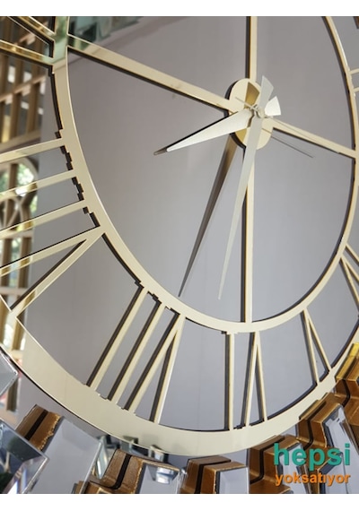 Güneş Gold Bronze Altın Bronz 85 Cm Dekoratif Aynalı Duvar Saati