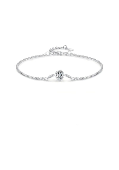0.30 Karat Yuvarlak Moissanite Taşlı Kadın Gümüş Bileklik Gümüş