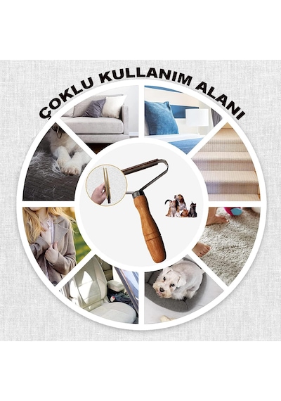 Lexroo Tiftik Toplayıcı Tüy Giderici Taşınabilir Evcil Hayvan Tüy Toplayıcı Halı Kilim Perde Ahşap