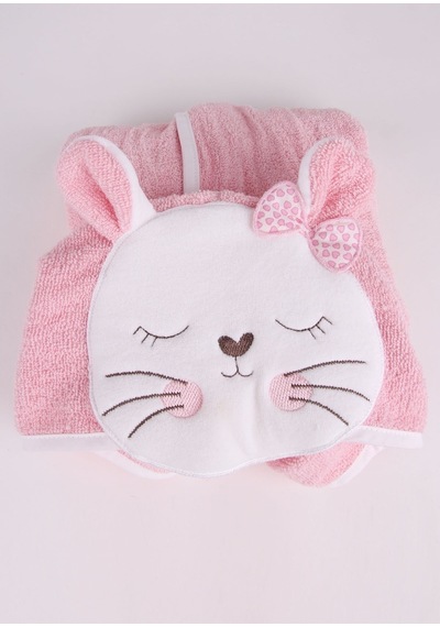Baveno %100 Pamuklu Kedi Desenli Çocuk Bornozu Pembe
