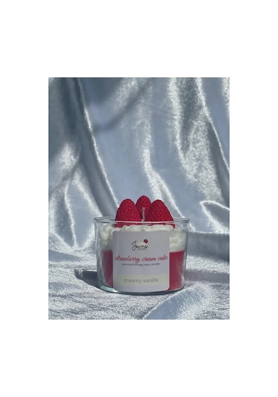 Strawberry Kırmızı Vanilya Kokulu Hediyelik Aromaterapi Mum Sevgiliye Tütsü Arınma Akış Kırmızı