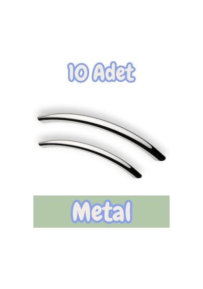 Eko Kumru Yay Alüminyum Metal Lüks Modern Mobilya Çekmece Mutfak Dolabı Kulpu Krom 224mm 10adet Krom