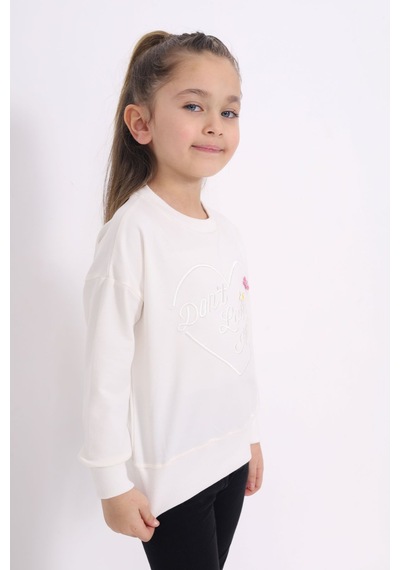 Toontoy Kız Çocuk Relax Fit Bisiklet Yaka Hafif Düşük Omuz Nakış Baskılı Sweatshirt - 2 İplik Ekru Toontoy Kız Çocuk Relax Fit Bisiklet Yaka Hafif Düşük Omuz Nakış Baskılı Sweatshirt - 2 İplik Ekru