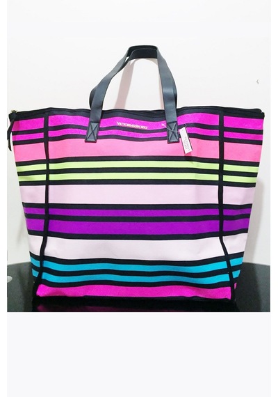 Victoria's Secret Vs Rainbow Kanvas Tote Seyahat Çantası Çok Renkli