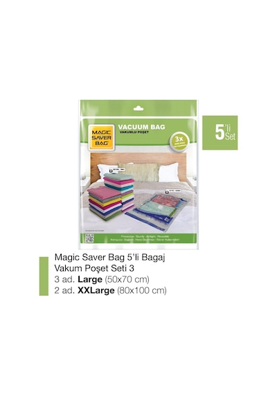 Magic Saver Bag 5´Li Bagaj Vakumlu Poşet Seti 3