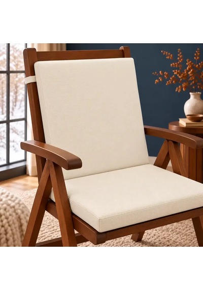 Tek Parça Sırtlıklı Sandalye Minderi 80 40 4 Cm Krem 80 40 4 Cm