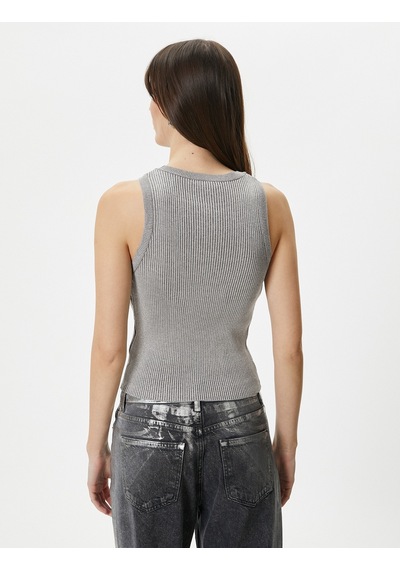 Koton Halter Yaka Fitilli Atlet Simli Viskon Karışımlı Gümüş 4sak30027ht 4SAK30027HTGM1