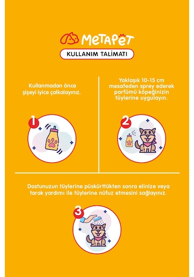 Metapet Doğal Köpek Parfümü Koku Giderici Sprey Evcil Hayvanlar İçin Mango Esanslı 150 ML