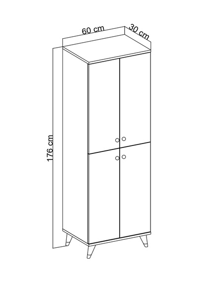 Simple Çok Amaçlı Dolap 5 Raflı 4 Kapaklı 60x44x176 Beyaz Beyaz