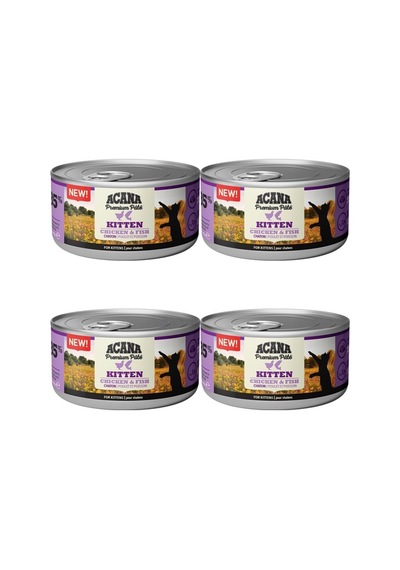 Acana Premium Pate Tavuklu ve Balıklı Yavru Kedi Konservesi 4 x 85 G