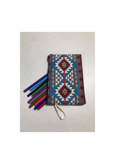 Etnik Otantik Kilim Desen No 3 Tasarım Bez Kalemlik-cüzdan Diğer