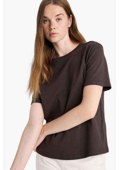Defacto Regular Fit Bisiklet Yaka Kısa Kollu Tişört D7579ax25aubn115 Kahve