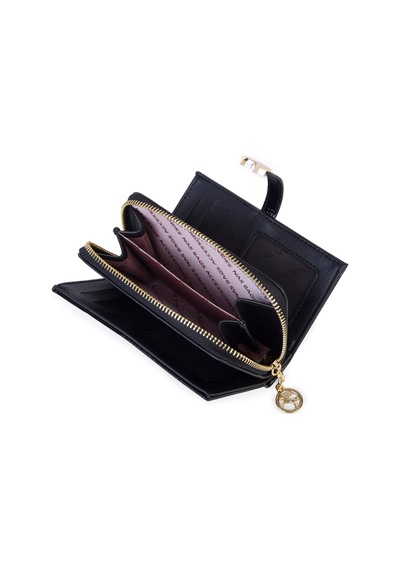 Nas Bag Kadın Orta Boy Kartlık Kağıt Para Ve Bozuk Para Tasarımına Sahip Siyah Rugan 16x9 Cm Siyah Rugan