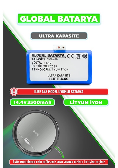 Ilıfe A4s Robot Süpürge Bataryası 3500mah Li-ion Pil