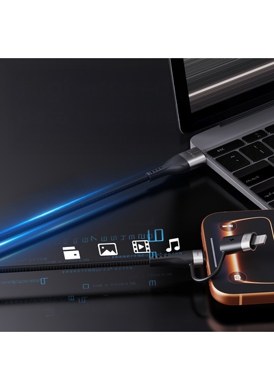 Lenyes Lc568 4in1 Usb-a - Type-c + Type-c To Lightning Data Ve Şarj Kablosu 100w 1m Siyah