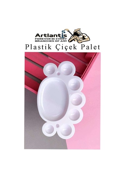 Plastik Çiçek Palet 1 Adet Çiçek Boya Paleti 8 Hazneli 17 Cm Resim Boyama Paleti Fırça Hediyeli Sanatsal Hobi