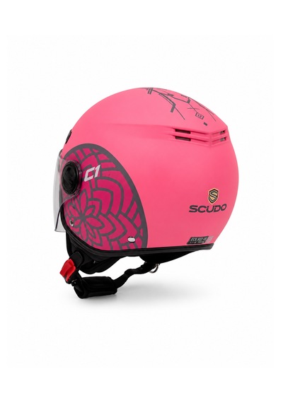 Scudo C1 Open Face Çene Açık Motosiklet Kaskı Ece 22.06 Sertifikalı Pembe