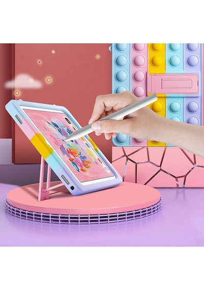 Samsung Galaxy Tab A8 10.5 2021 Sm-x200 Uyumlu Popit Standlı Çocuk Kılıfı Askılı Pop It Push Kılıf