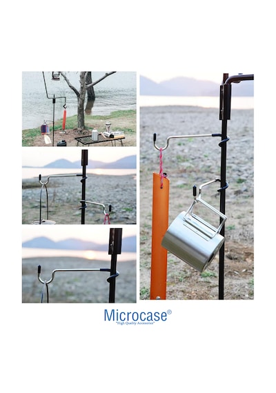 Microcase Kamp Ve Outdoor Çok Amaçlı Lamba Askısı Pratik Fener Askı Aparatı Kancası 3 Adet - Al5878 Gri