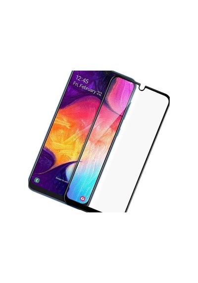 Samsung Galaxy Uyumlu A50 Siyah 5D Tam Kaplayan Ekran Koruyucu Cam