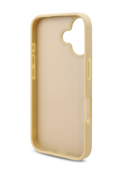 Apple Uyumlu iPhone 16 Plus Kılıf Guess Lisanslı Üçgen Logolu Taşlı Kapak Gold