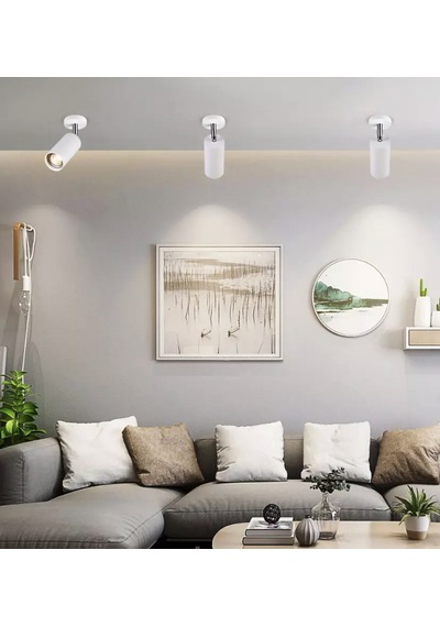Rsylight Metal Mafsallı Beyaz Spot Armatür Beyaz Led Ampullü Siyah