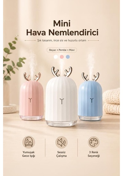 Premium Salon Alışveriş Hediyelik Hava Nemlendiricisi Buhar Makinesi 220 Ml Pembe H1